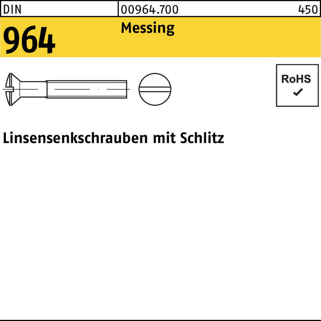 F. REYHER Linsensenkschraube DIN 964 Schlitz M3x5 Messing 200 Stück