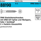 SPAX Glasleistenschrauben mit SPAX CUT-Spitze und Fäsrippen, Seko = Senkkopf Z = Pozidriv-Kreuzschlitz / A 2 / Ohne Oberflächenangabe