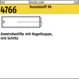 F. REYHER Gewindestift ISO 4766 Kegelkuppe/Schlitz M4x6 Polyamid 100 Stück