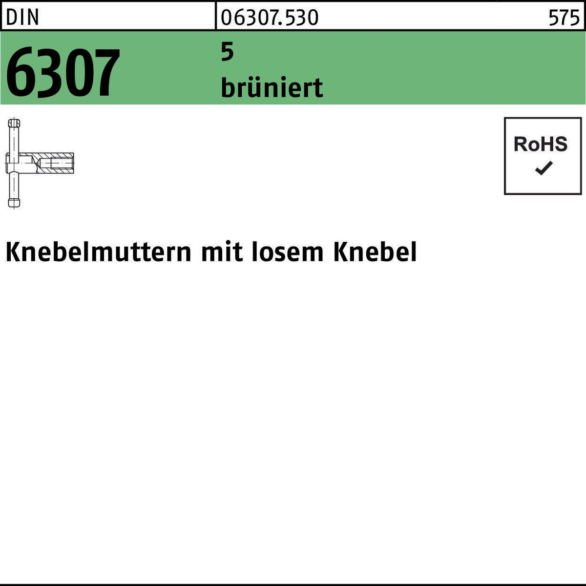 F. REYHER Knebelmutter DIN 6307 mit losem Knebel M10 brüniert – 1 Stück