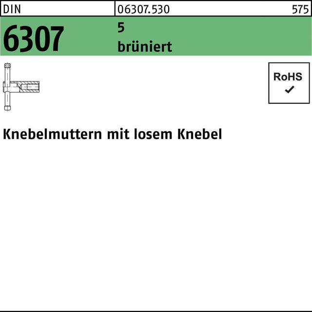 F. REYHER Knebelmutter DIN 6307 mit losem Knebel M10 brüniert – 1 Stück