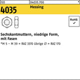 F. REYHER Sechskantmutter ISO 4035 niedrige Form M14 Messing