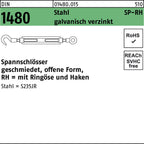 6 mm / galvanisch verzinkt / Spannschlösser geschmiedet, offene Form, RH = mit Ringöse und Haken