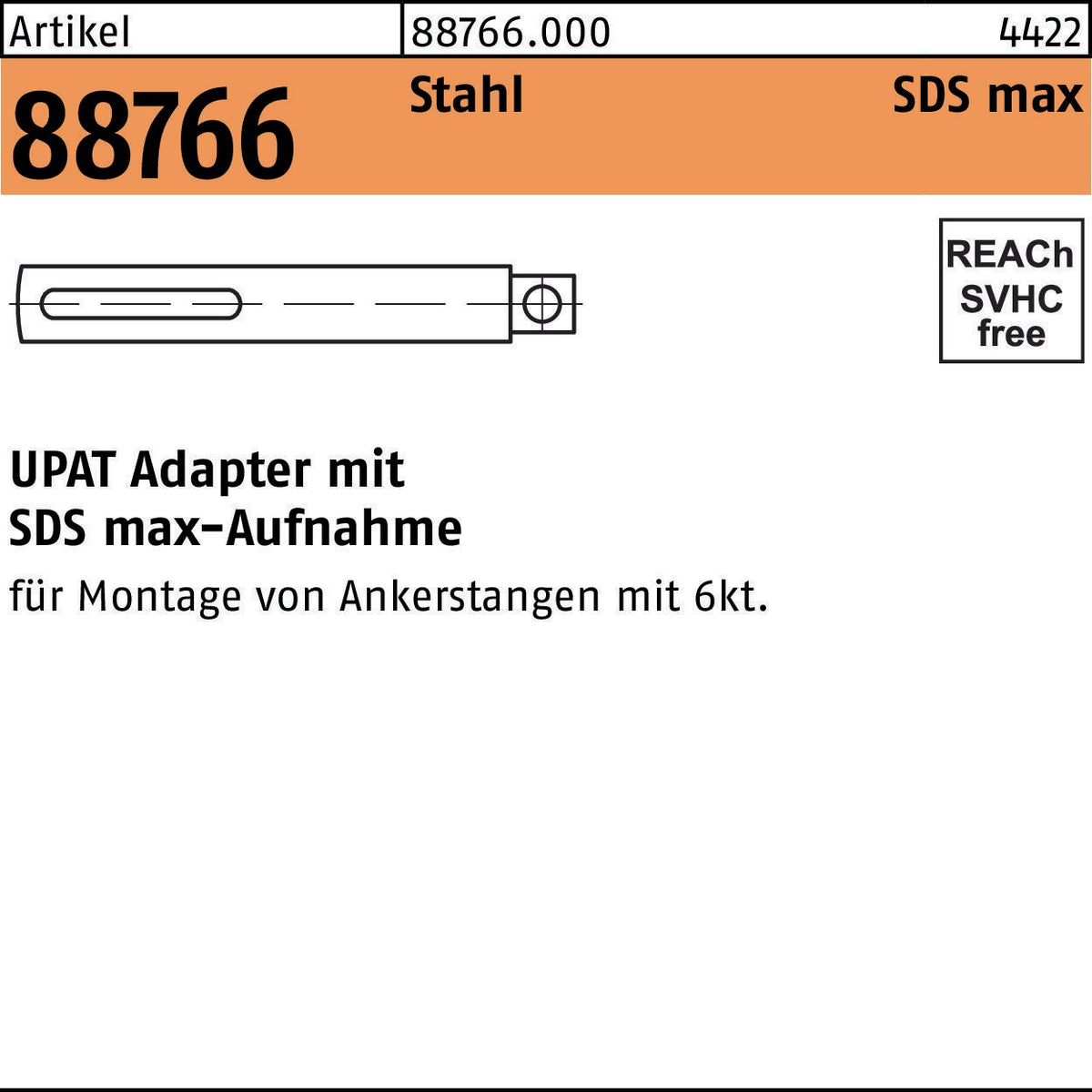 UPAT Adapter R 88766 SDS-MAX 3/4VK Stahl – Bohrfutteradapter für SDS-Max