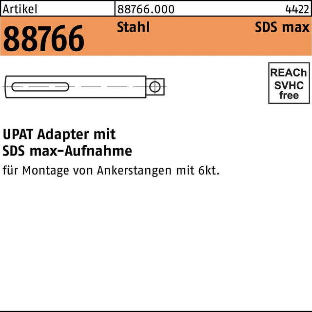 UPAT Adapter R 88766 SDS-MAX 3/4VK Stahl – Bohrfutteradapter für SDS-Max