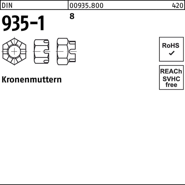 Kronenmutter DIN 935-1 M 42 – 5 Stück von F. REYHER Nchfg. GmbH & Co. KG