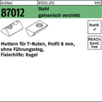 6 mm / Muttern für T-Nuten, Profil 8 mm, ohne Führungssteg, Fixierhilfe: Kugel / 100 Stk.