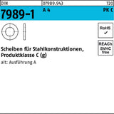 F. REYHER Unterlegscheibe DIN 7989-1 PK C 10/11 x 20 x 8 mm Stahl 100 HV