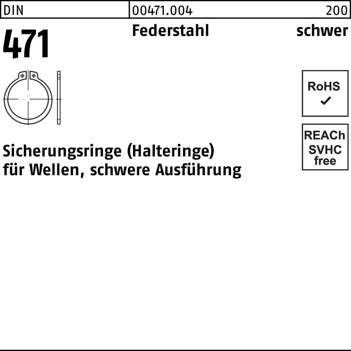 F. REYHER Sicherungsring DIN 471 35x2,5 mm Federstahl schwere Ausführung 200 Stück