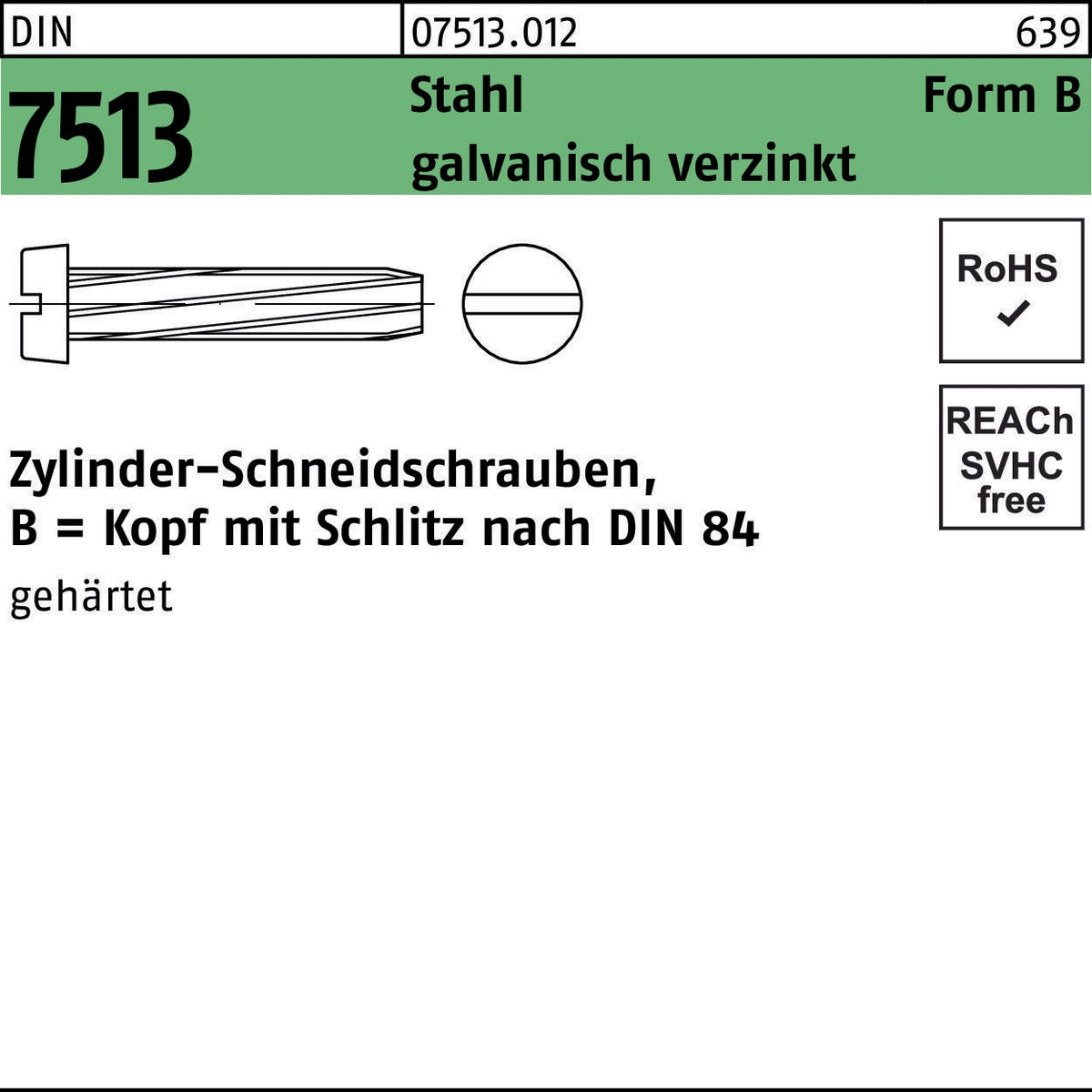 F. REYHER Gewindeschneidschraube DIN 7513 Form A Sechskant AM 4x8 Stahl galvanisch verzinkt 1000 Stück