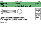 6 mm / Zylinder-Schneidschrauben, B = Kopf mit Schlitz nach DIN 84 / 3 mm