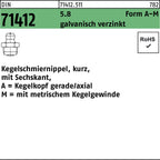 Form A-M / Kegelschmiernippel, kurz, mit Sechskant, A = Kegelkopf gerade/axial M = mit metrischem Kegelgewinde