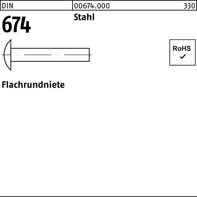Flachrundniete DIN 674 3x6 mm Stahl, 1000 Stück von F. REYHER Nchfg.
