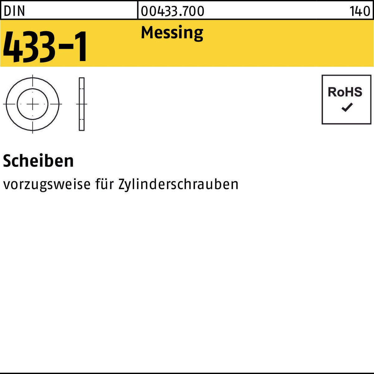DIN 433-1 Messing Unterlegscheiben 2,7x5x0,5 mm – 5000 Stück von F. REYHER