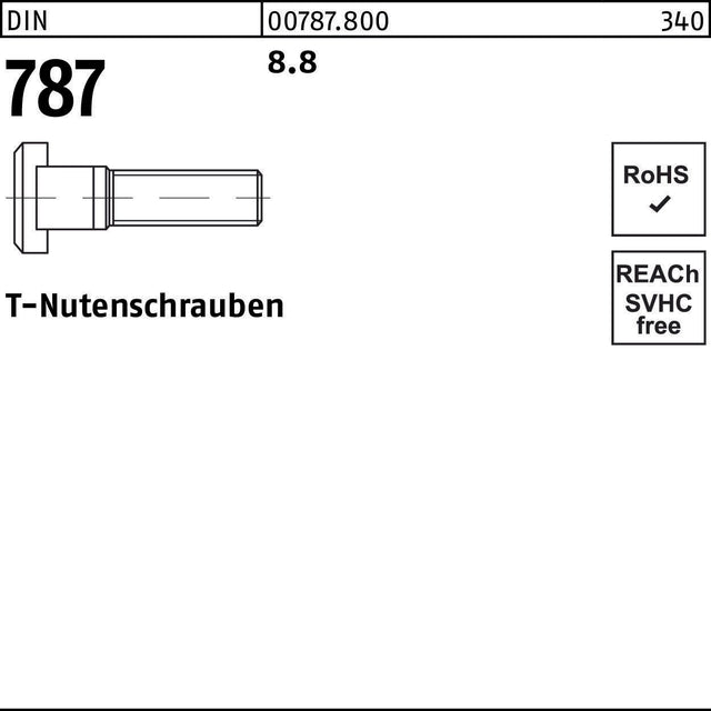 F. REYHER T-Nutenschraube DIN 787 8.8 M8x32 – 25 Stück