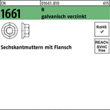 F. REYHER Sechskantmutter EN 1661 mit Flansch M4, 8, galvanisch verzinkt