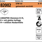 LINDAPTER-Klemmen B-M, B = mit glatter Auflage M = mittlere Nockenhöhe / 8mm / galvanisch verzinkt