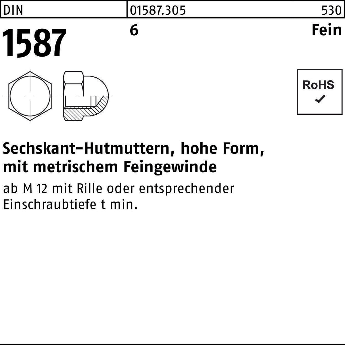 Sechskanthutmutter DIN 1587 M24x2 von F. REYHER – Hohe Form, Feingewinde