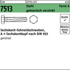 8 mm / Sechskant-Schneidschrauben, A = Sechskantkopf nach DIN 933 / 4 mm