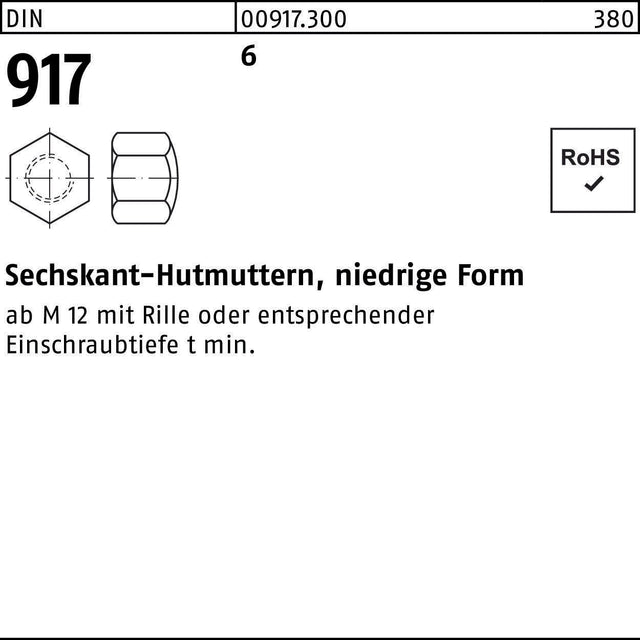 F. REYHER Sechskanthutmutter DIN 917 niedrige Form M24