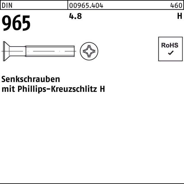 F. REYHER Senkschraube DIN 965 PH M2,5x6-H 4.8