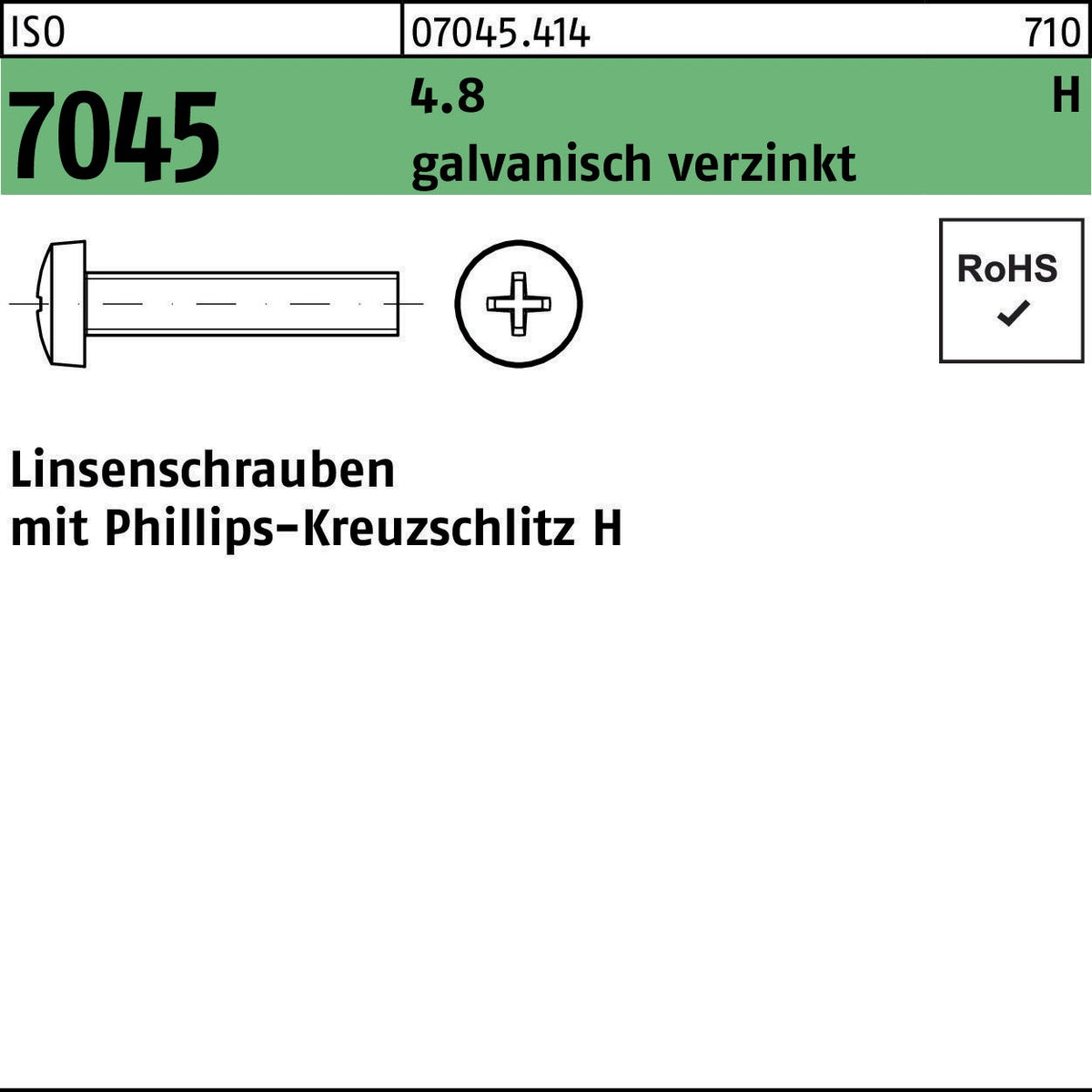 F. REYHER Flachkopfschraube ISO 7045 PH M2x4-H 4.8 galvanisch verzinkt 2000 Stück