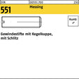 F. REYHER Gewindestift DIN 551 Messing M3x3 mit Kegelkuppe und Schlitz – 100 Stück