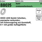 8 mm / Zinklamellenüberzug / HEICO-LOCK Kombi-Scheiben, paarweise verbunden, mit Sicherungsring aus Kunststoff, B = mit großer Auflagefläche