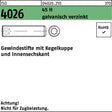 F. REYHER Gewindestift ISO 4026 M2x4 Kegelkuppe Innensechskant verzinkt 500 Stk.