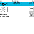 F. REYHER Unterlegscheibe DIN 125-1 B 10,5x20x2 A2 140 HV