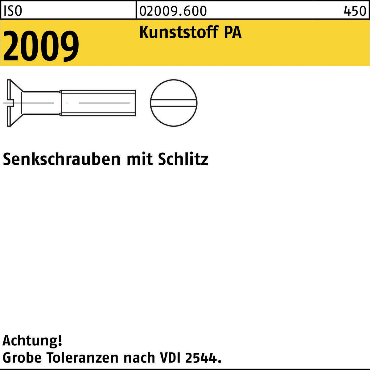 F. REYHER Senkschraube ISO 2009 Schlitz M3x6 Polyamid 200 Stück