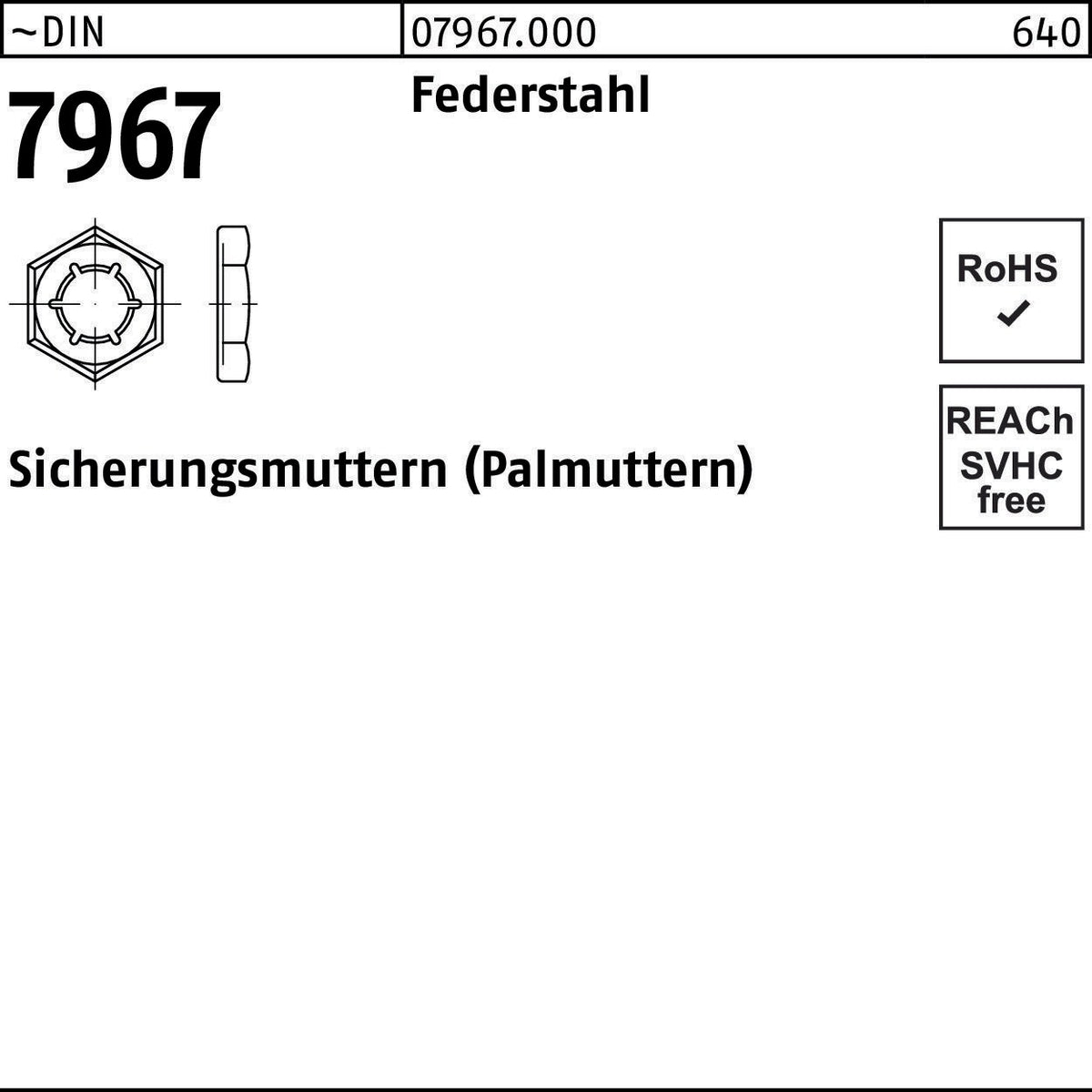 Sicherungsmutter DIN 7967 M6 aus Federstahl von F. REYHER – 1000 Stück