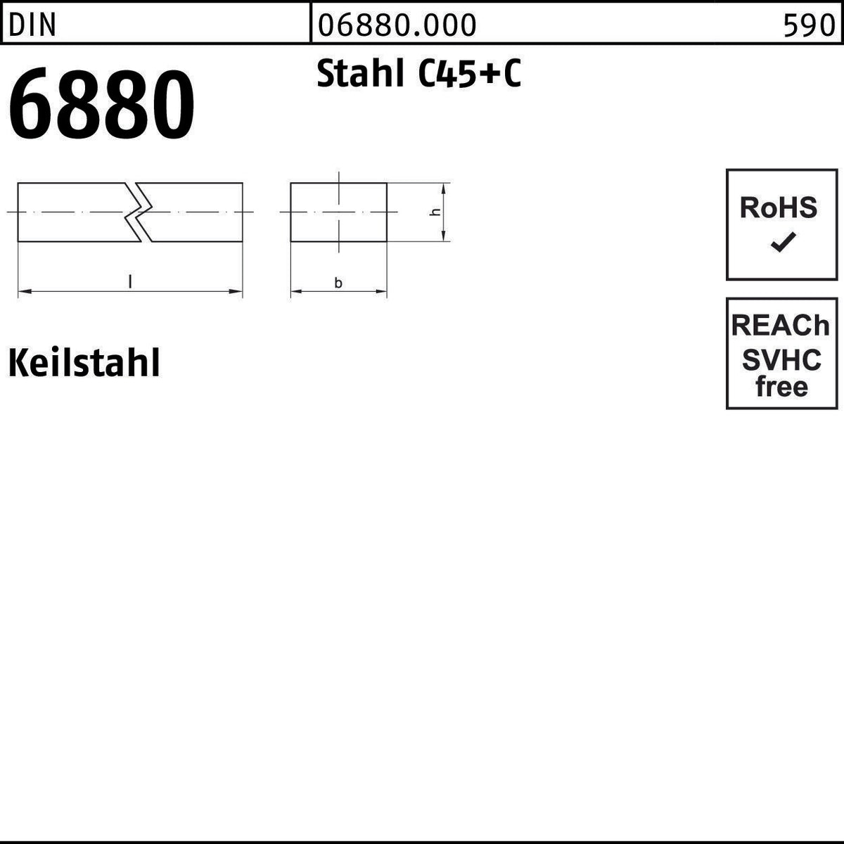 Keilstahl DIN 6880 von F. REYHER – Stahl C45+C, 3 x 3 x 1000 mm