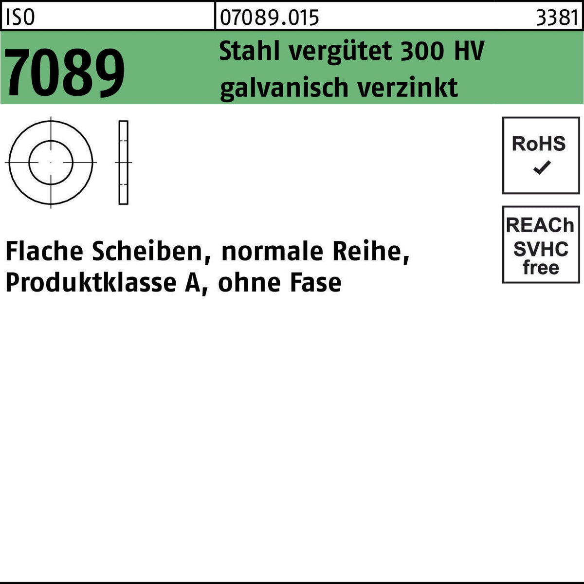 BUFAB Unterlegscheibe ISO 7089 Stahl verzinkt 4 mm – 200 Stück