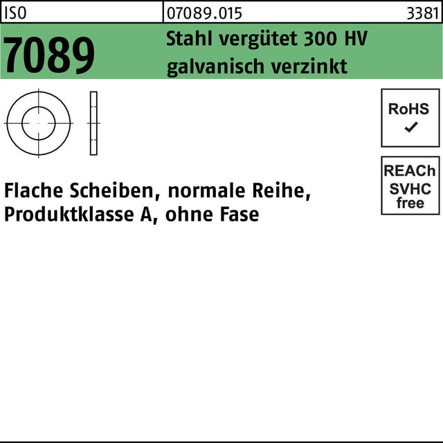 BUFAB Unterlegscheibe ISO 7089 Stahl verzinkt 4 mm – 200 Stück