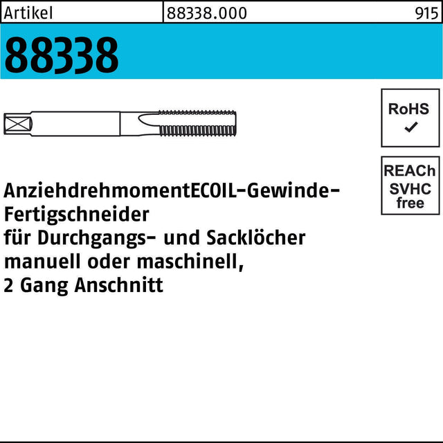 AMECOIL Gewindefertigbohrer R 88339 M3 für Durchgangs- und Sacklöcher, Stahl