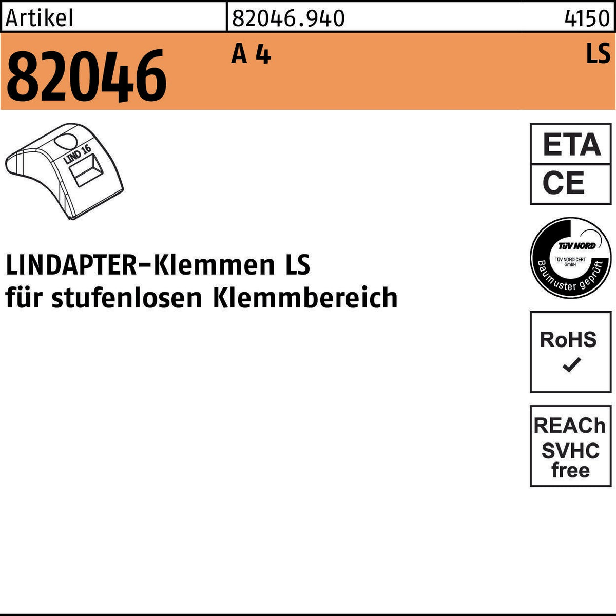 LINDAPTER Klemme R 82046 LS 10/3 – 15 A 4 für stufenlosen Klemmbereich