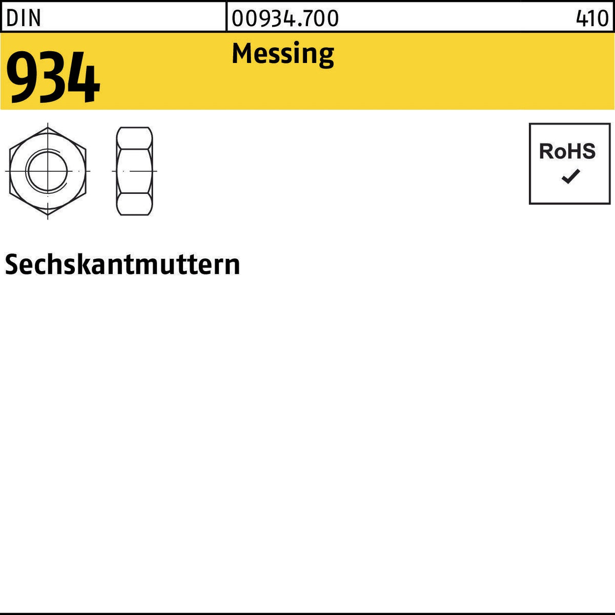 F. REYHER Sechskantmutter DIN 934 M2 Messing – 1000 Stück