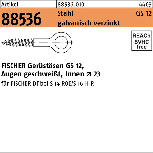 FISCHER Gerüstöse GS 12 x 90 mm Stahl galvanisch verzinkt