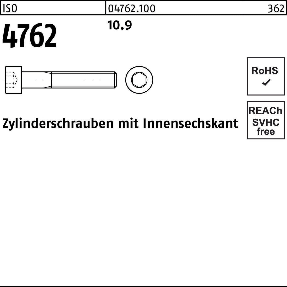 F. REYHER Zylinderschraube ISO 4762 Innensechskant M3x6 10.9