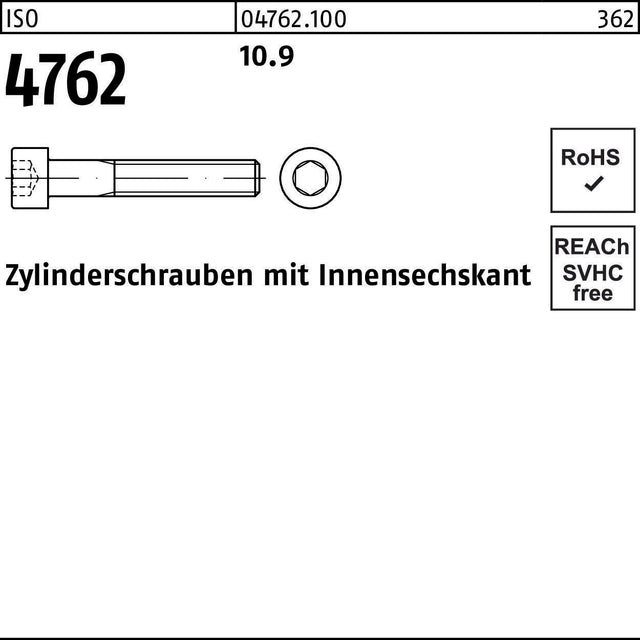 F. REYHER Zylinderschraube ISO 4762 Innensechskant M3x6 10.9