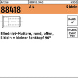 Blindnietmutter R 88418 SEKO M4 Stahl verzinkt 500 Stück