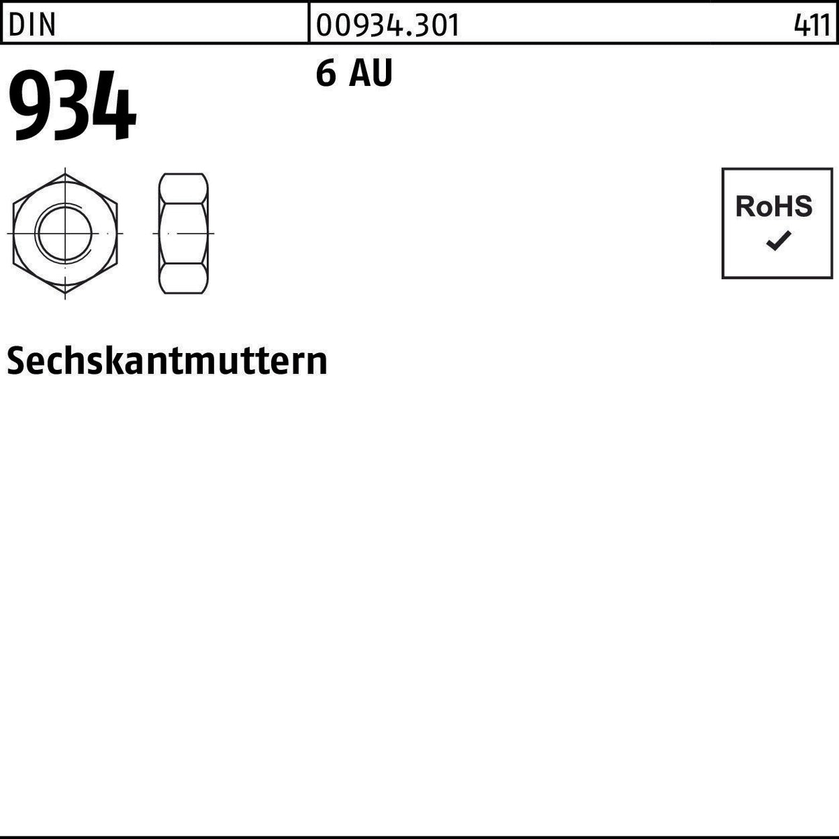 Sechskantmutter DIN 934 M2 aus Automatenstahl 6 AU – 1000 Stück von F. REYHER