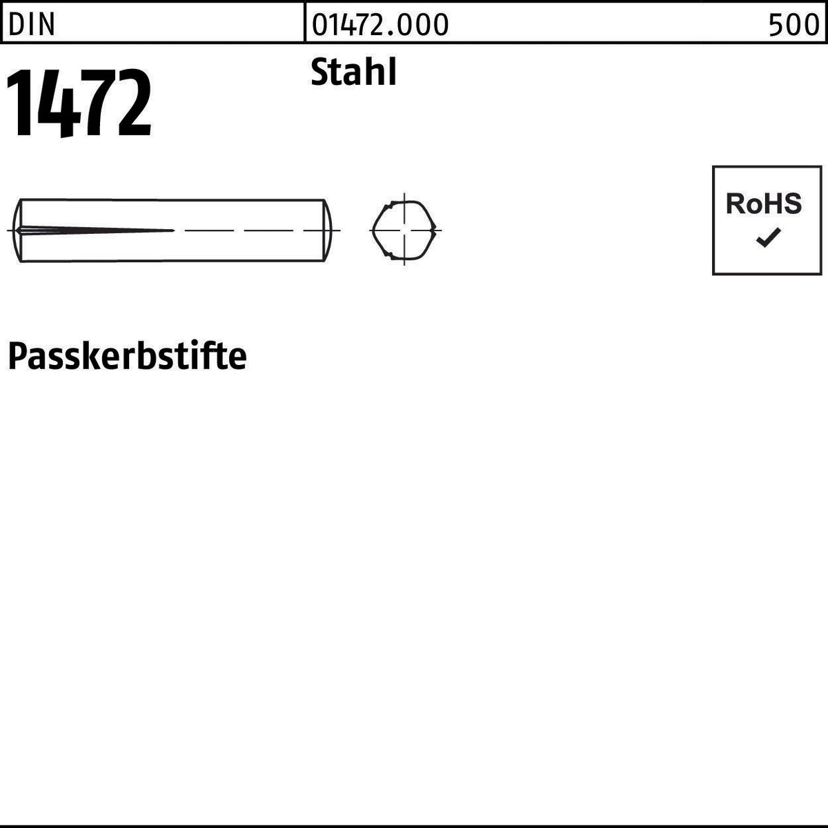 Paßkerbstift DIN 1472 1,5x6 mm Stahl von F. REYHER – 250 Stück