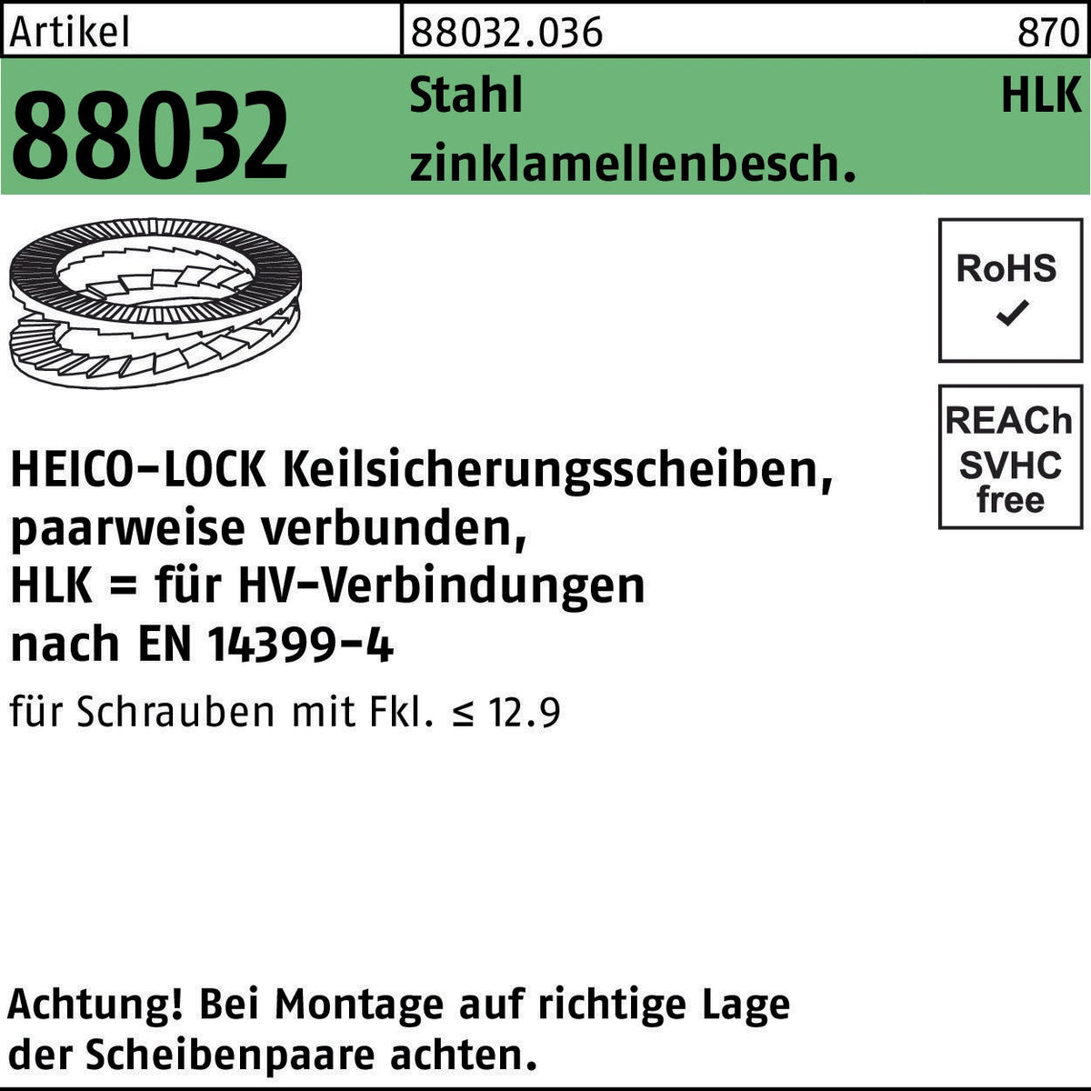 HEICO Keilsicherungsscheiben HLS-3 Stahl zinklamellenbeschichtet