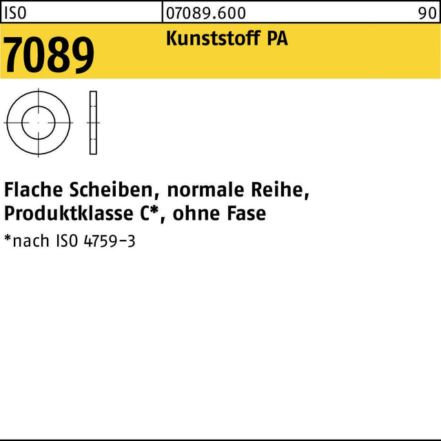 Unterlegscheibe ISO 7089 o.Fase 4 mm Polyamid PA von BUFAB – 1000 Stück