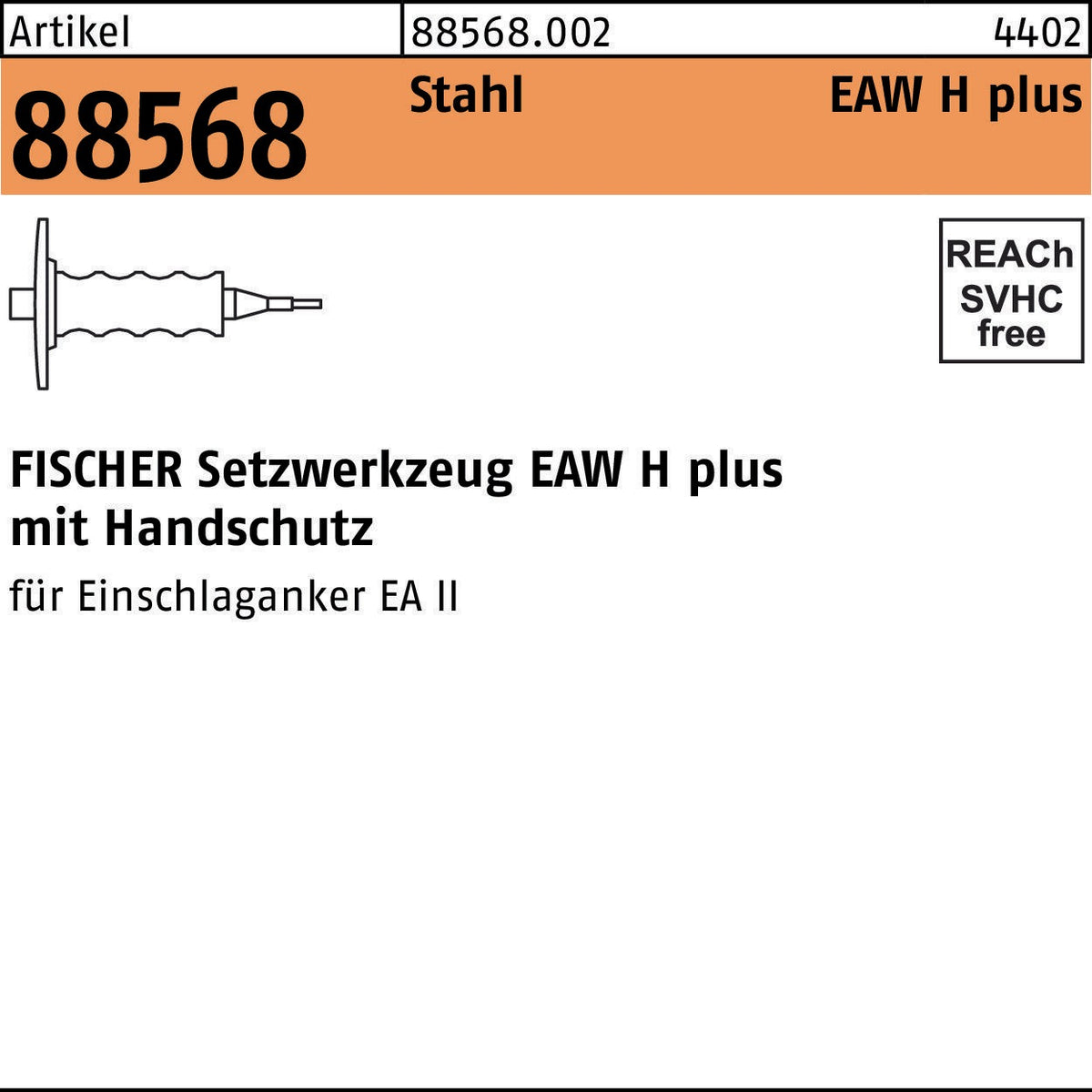 FISCHER Setzwerkzeug EAW H 6 plus mit Handschutz für Dübelmontage