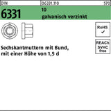 F. REYHER Sechskantmutter DIN 6331 mit Bund M6 SW 10