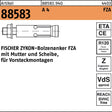 FISCHER ZYKON Bolzenanker FZA 18x80 M12/25 A4 – 10 Stück Schwerlastanker