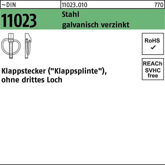 F. REYHER Klappstecker DIN 11023 4,5x42 mm Stahl galvanisch verzinkt